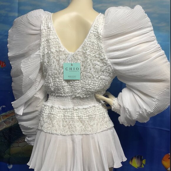 CHIO DI Stefania D Lace Dress With Plisse Sleeves - Picture 5 of 8